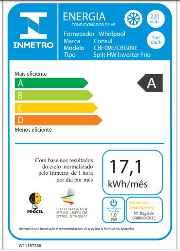 Ar Condicionado Split Inverter Consul 9.000 BTUs CBF09EB Maxi Refrigeração Frio Branco 220V
