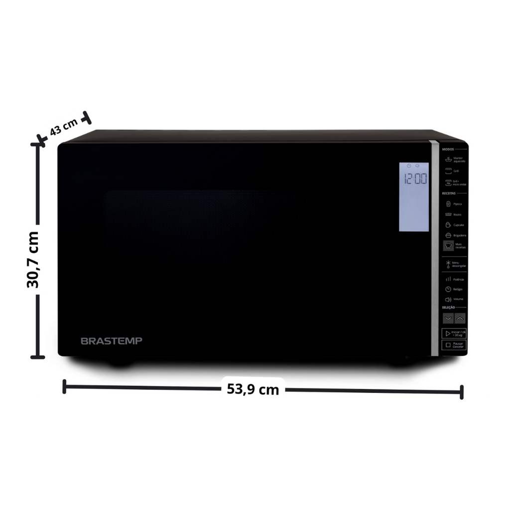 Micro-ondas Brastemp 32L Painel Integrado e Grill Preto 220V