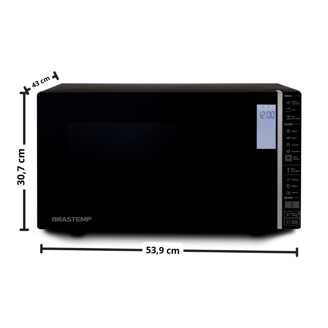 Micro-ondas Brastemp 32L Painel Integrado e Grill Preto 220V