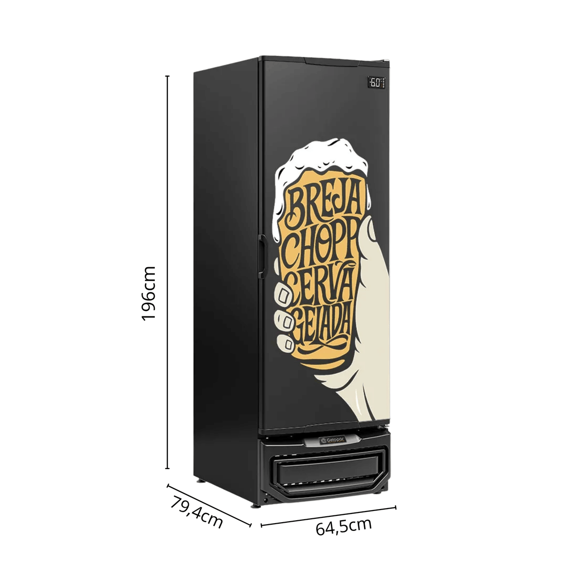 Cervejeira Gelopar 570L GCB-57 Porta Adesivada Breja Preto 220V