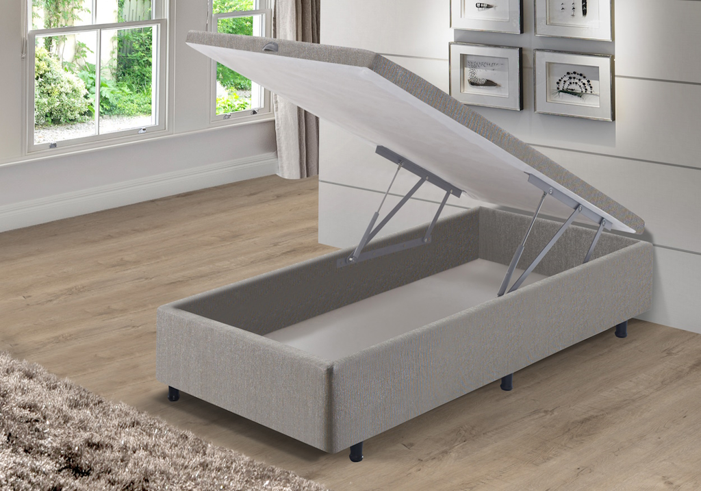 Base Baú Para Colchão Solteiro Queen Ecoflex 96x203x30 Cinza Chumbo
