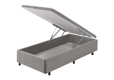 Base Baú Para Colchão Solteiro Queen Ecoflex 96x203x30 Cinza Chumbo