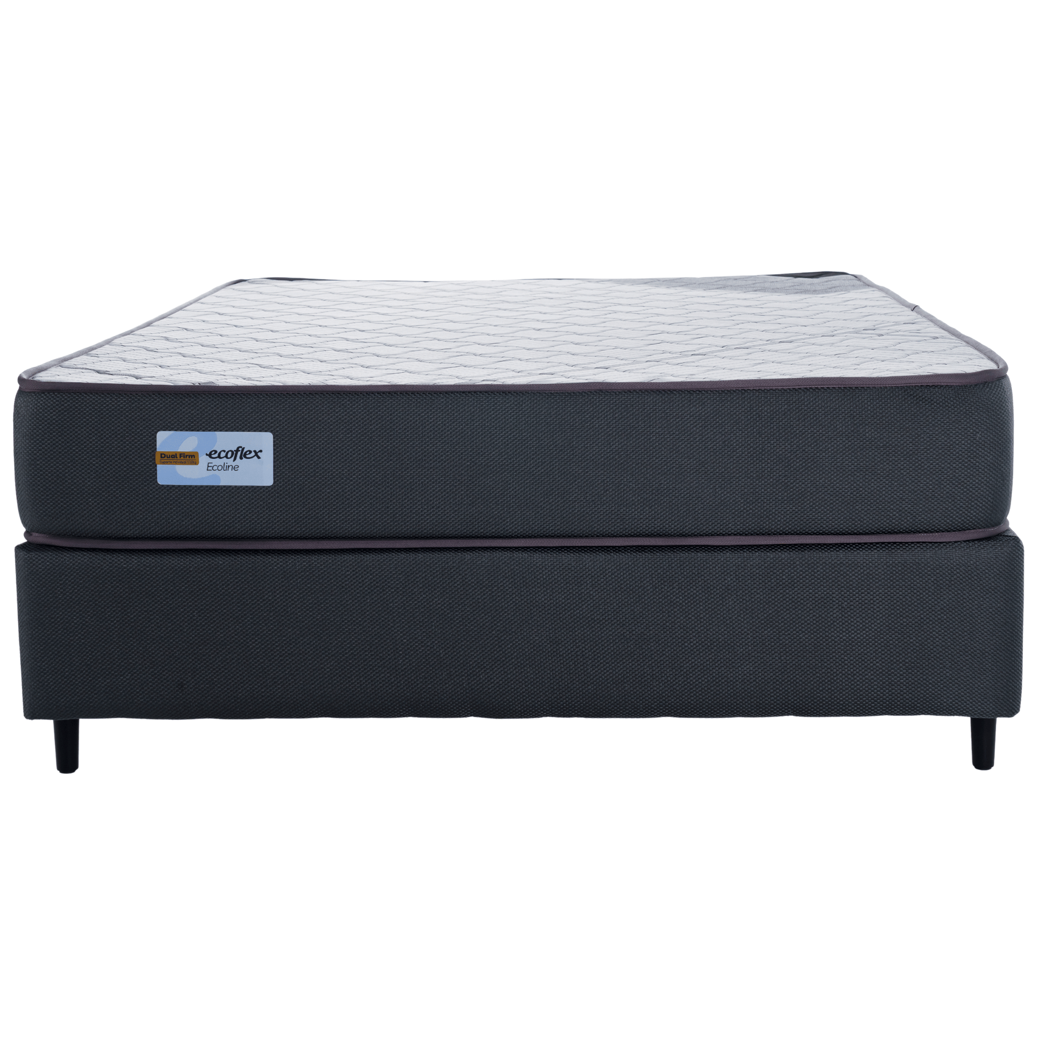 Conjunto Cama Box Dual Firm Solteiro Ecoflex 88x188x47cm Espuma D-28 Chumbo