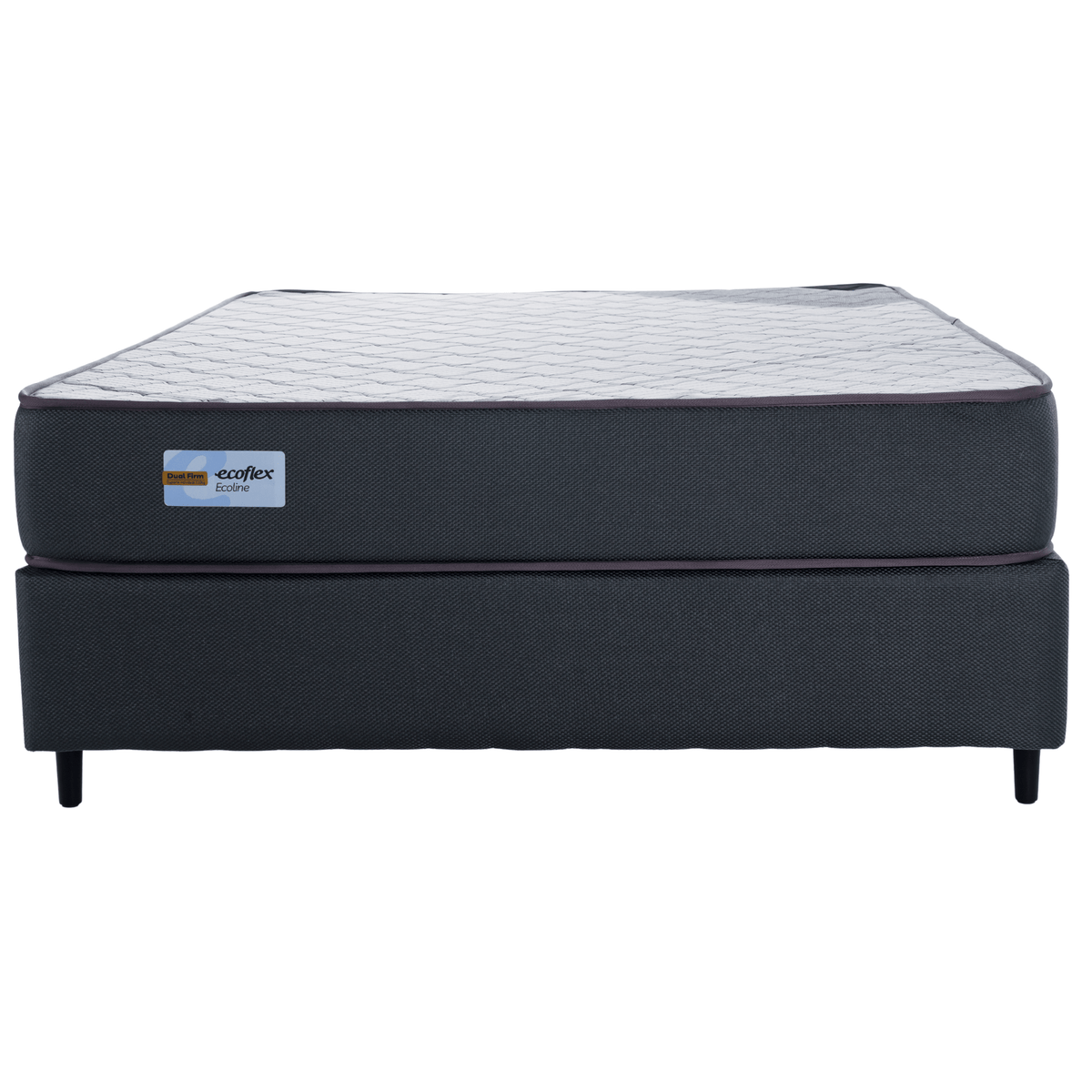 Conjunto Cama Box Dual Firm Solteiro Ecoflex 88x188x47cm Espuma D-28 Chumbo