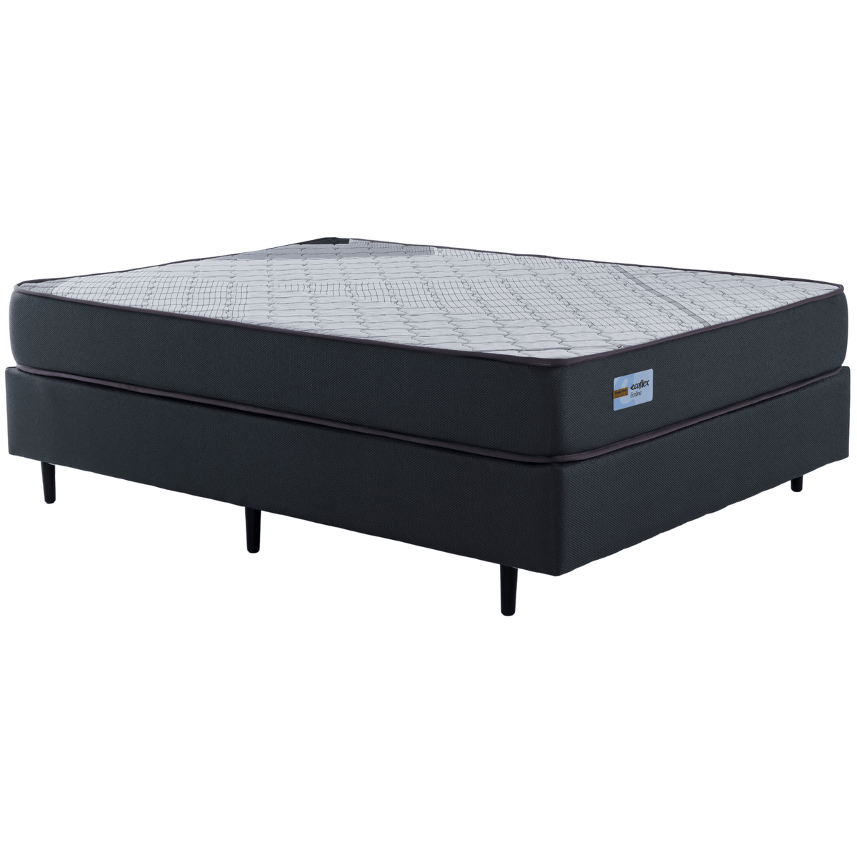 Conjunto Cama Box Dual Firm Solteiro Ecoflex 88x188x47cm Espuma D-28 Chumbo