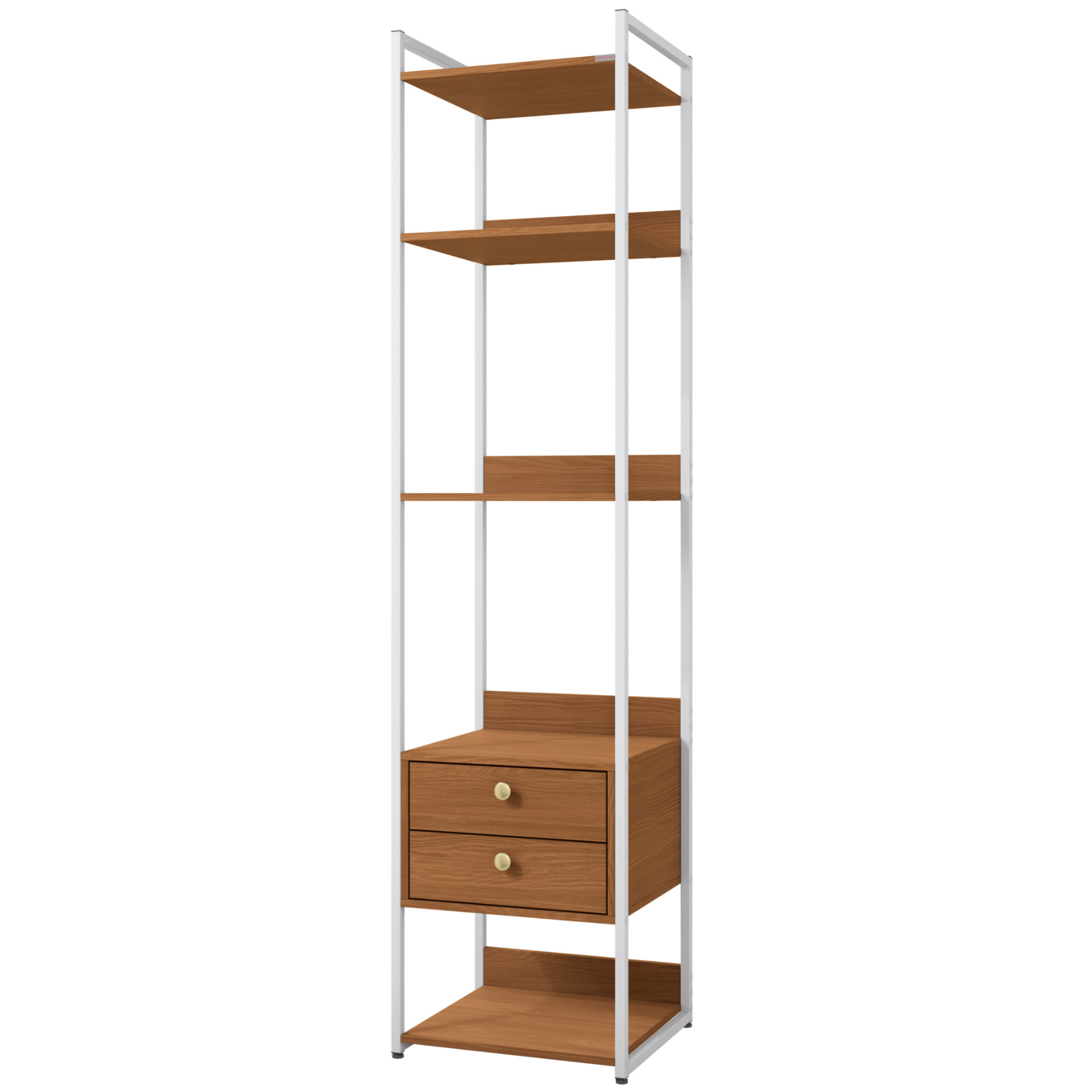 Armário Industrial Closet LI050 Kappesberg 48cm 5 Prateleiras 2 Gavetas Canela e Branco