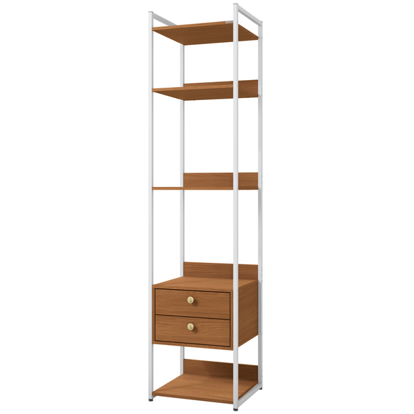 Armário Industrial Closet LI050 Kappesberg 48cm 5 Prateleiras 2 Gavetas Canela e Branco