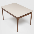 Mesa Retangular Addar Província 135x90cm Natural Tampo Vidro Off White