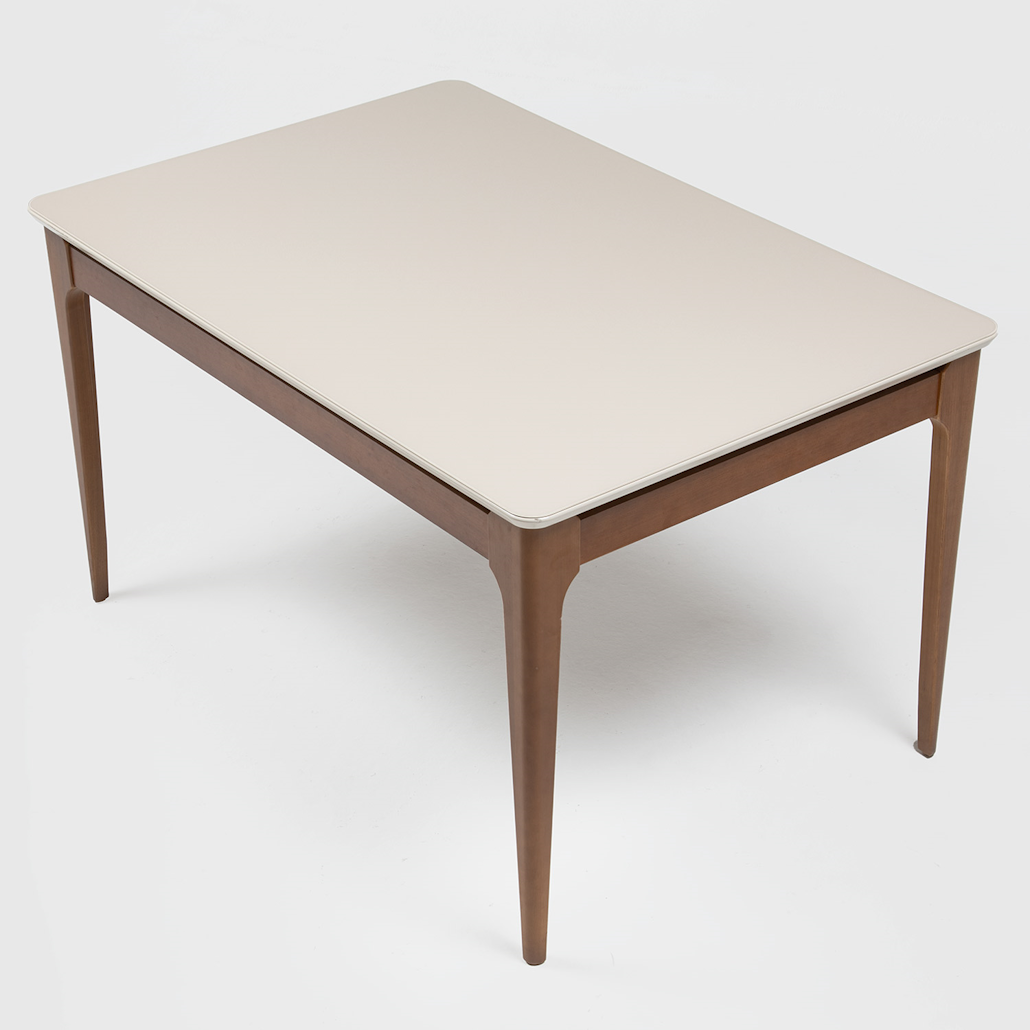 Mesa Retangular Addar Província 135x90cm Natural Tampo Vidro Off White