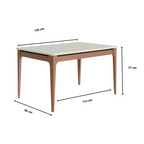 Mesa Retangular Addar Província 135x90cm Natural Tampo Vidro Off White