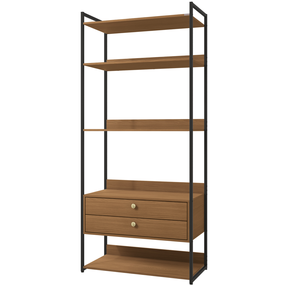Armário Industrial Closet LI049 Kappesberg 89cm 5 Prateleiras 2 Gavetas Canela e Preto Fosco