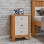 Mesa de Cabeceira Maggiore Lopas 3 Gavetas Amêndoa e Off White