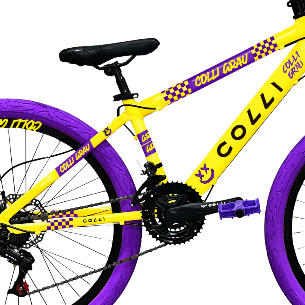 Bicicleta Colli Grau Aro 26 Freio a Disco 21 Velocidades Amarelo Fosco