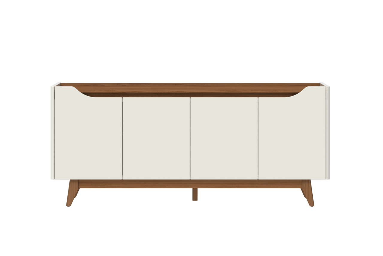 Balcão Buffet Pulse Província 180cm 4 Portas Off White e Canella