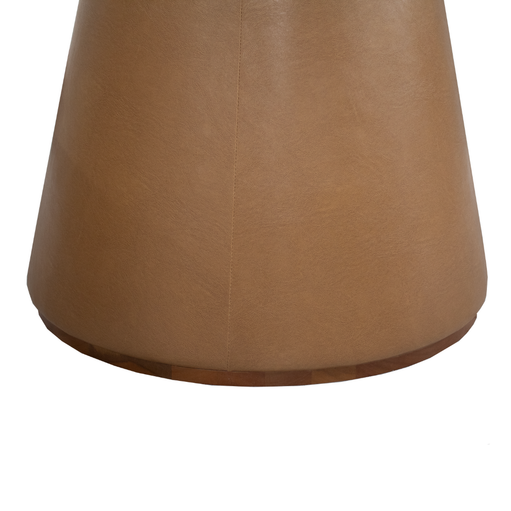 Mesa Redonda Maisa Artsoli 135x135cm Courino Caramelo Tampo com Vidro Off White