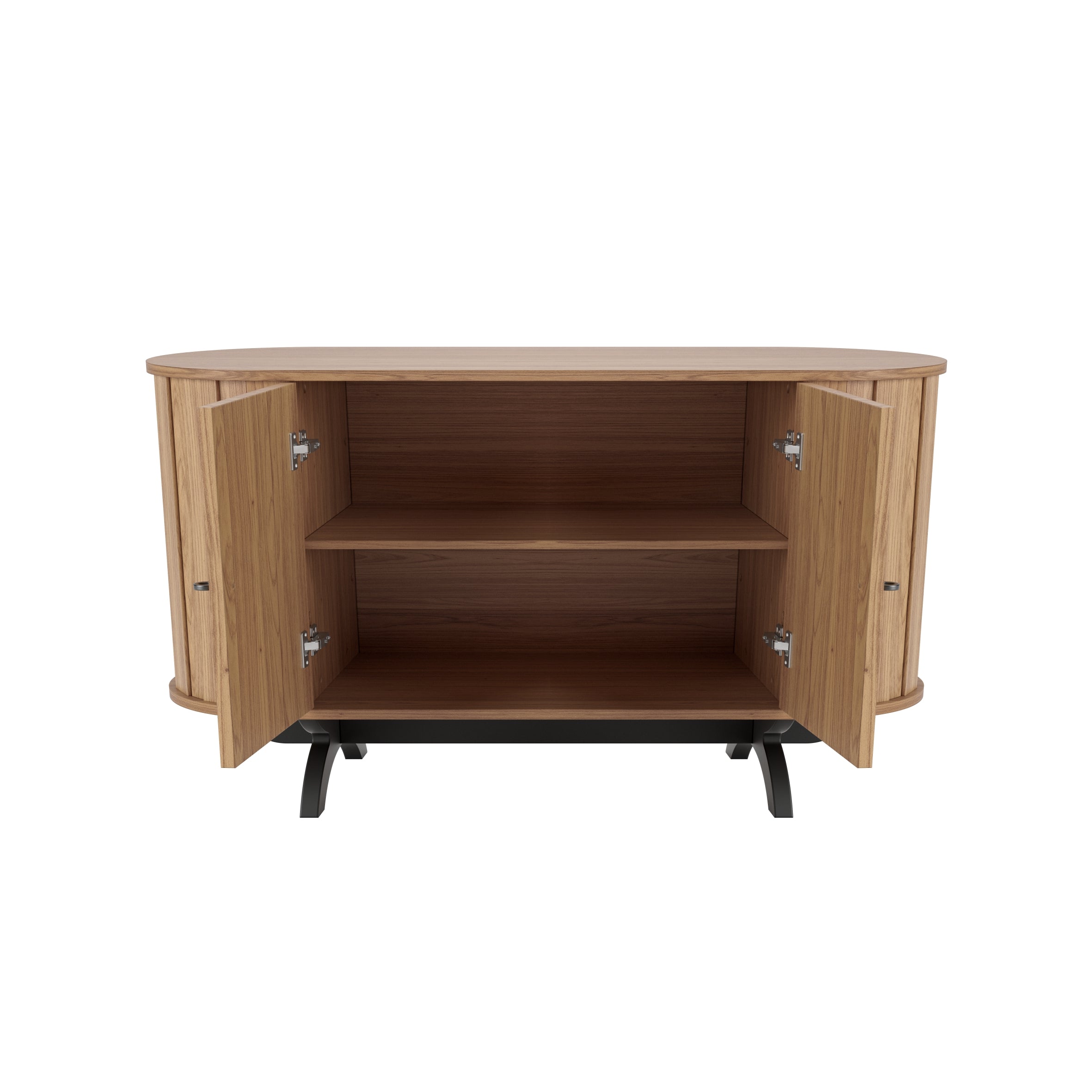 Balcão Buffet Curvo 2 Portas 100% MDF 130cm TB289 Dalla Costa Freijó/Preto Fosco
