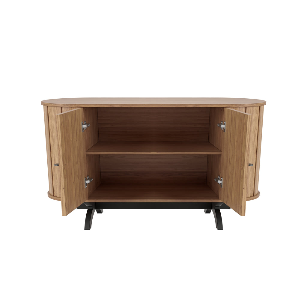 Balcão Buffet Curvo 2 Portas 100% MDF 130cm TB289 Dalla Costa Freijó/Preto Fosco