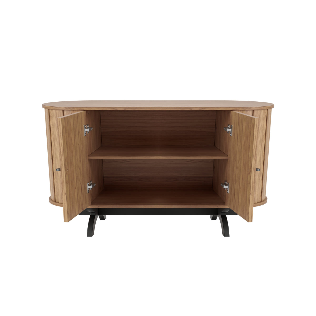 Balcão Buffet Curvo 2 Portas 100% MDF 130cm TB289 Dalla Costa Freijó/Preto Fosco