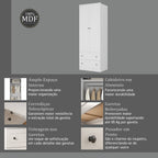 Roupeiro Fort Mambel 81cm 100% MDF 2 Portas 2 Gavetas Branco