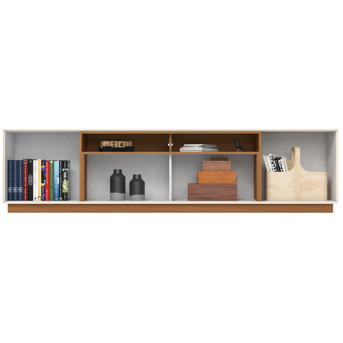 Rack Domus Henn 220cm 3 Portas Off White e Cinamomo