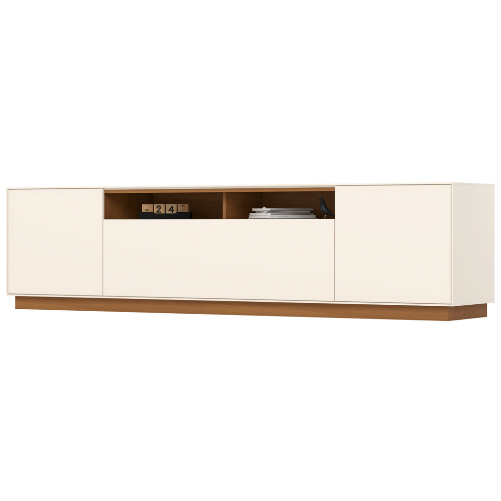 Rack Domus Henn 220cm 3 Portas Off White e Cinamomo