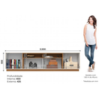 Rack Domus Henn 220cm 3 Portas Off White e Cinamomo