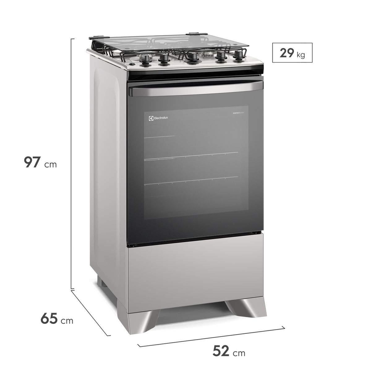 Fogão 4 Bocas Electrolux Efficient FE4IS com Mesa Inox, PerfectCook e VaporBake Prata Bivolt