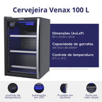 Cervejeira Venax 100L Blue Ligth Porta Invertida 19919 Preto Fosco 110V