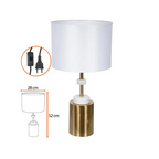 Abajur Florarte Metal com Marmore Dourado Branco Bivolt
