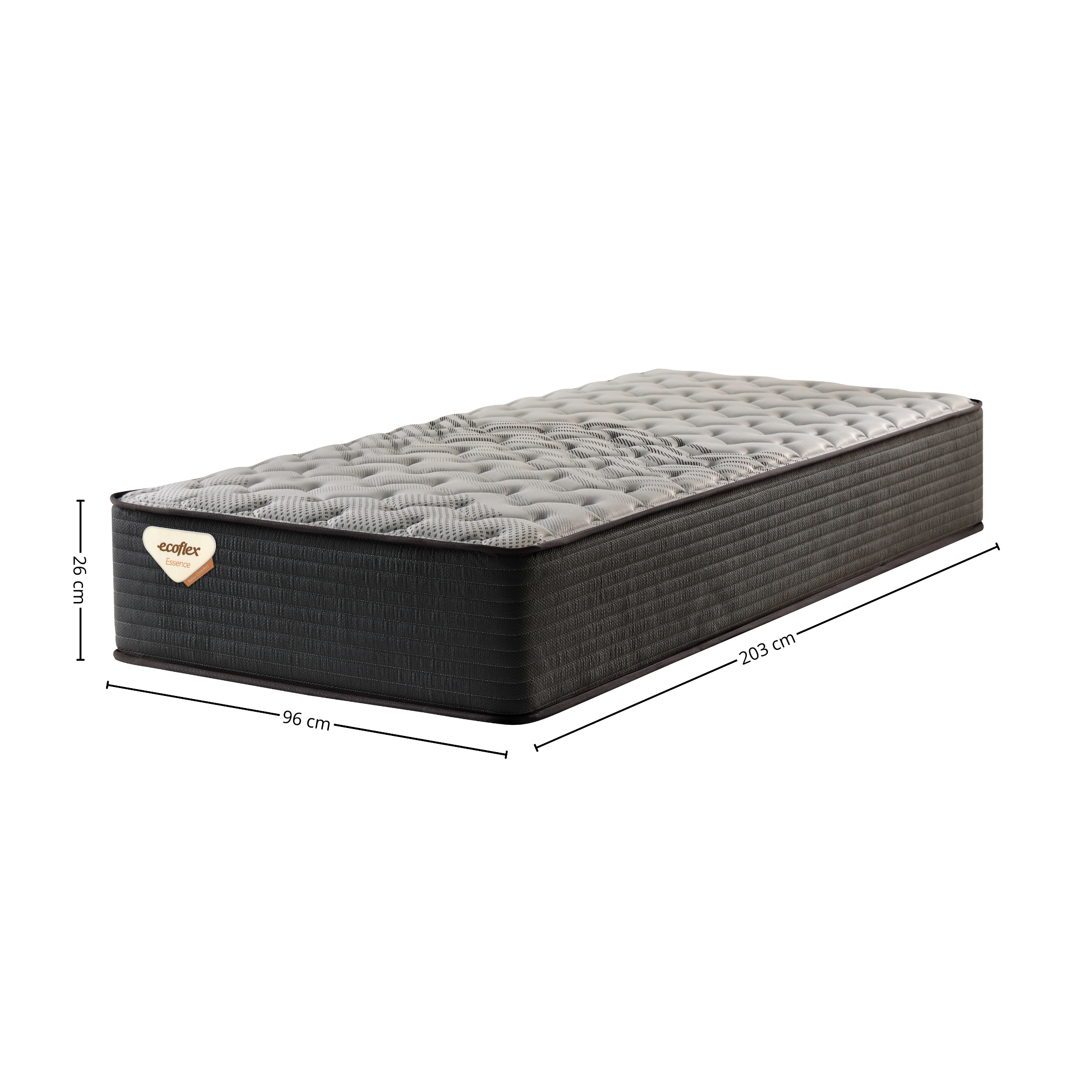 Colchão Relax Comfort Solteiro Queen Ecoflex 96x203x26 Molas Ensacadas Grafite