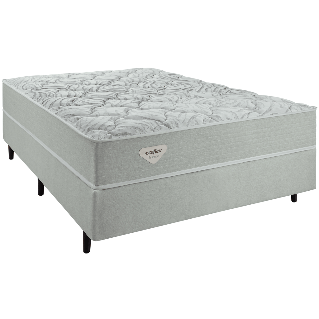 Conjunto Cama Box Luno Casal Ecoflex 138x888x61cm Molas Ensacadas PWS Prata