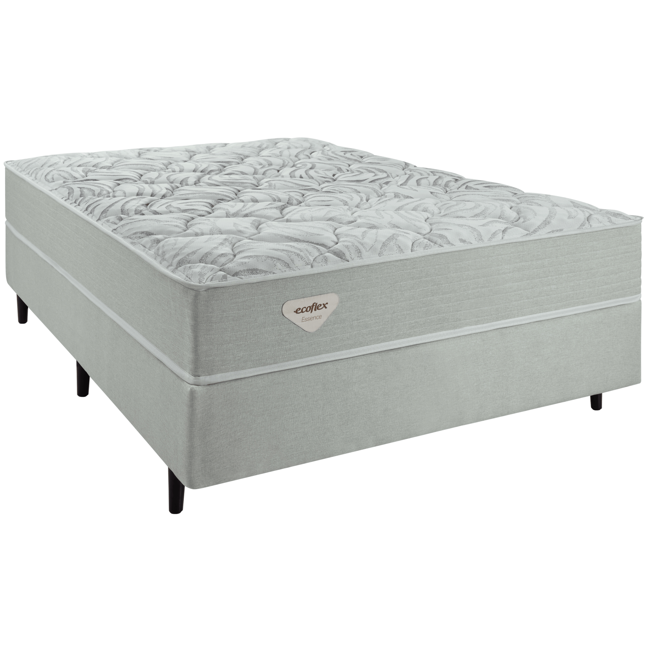 Conjunto Cama Box Luno Casal Ecoflex 138x888x61cm Molas Ensacadas PWS Prata