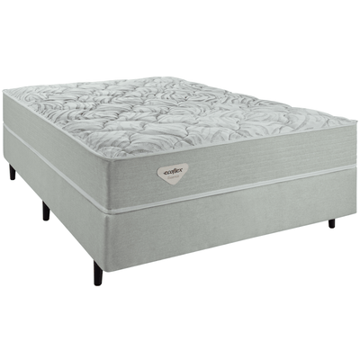 Conjunto Cama Box Luno Casal Ecoflex 138x888x61cm Molas Ensacadas PWS Prata