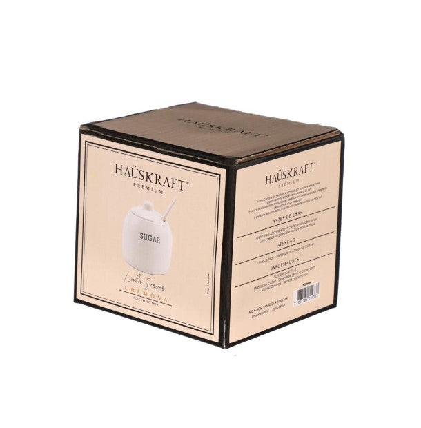 Açucareiro com Colher em Cerâmica Etilux  Cremon 380ml Branco