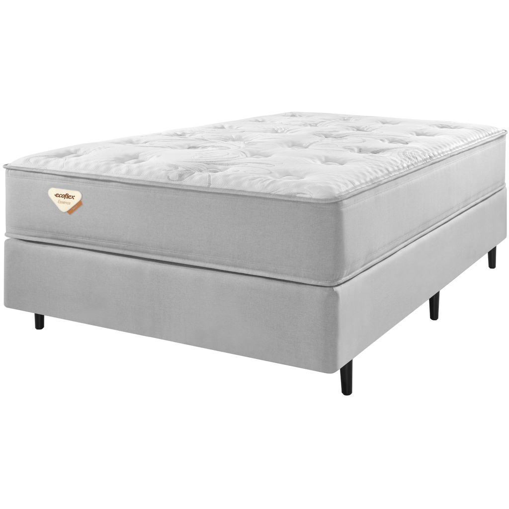 Conjunto Cama Box Blend Casal Ecoflex 128x188x56cm Molas Ensacadas Wide PZ3 Prata
