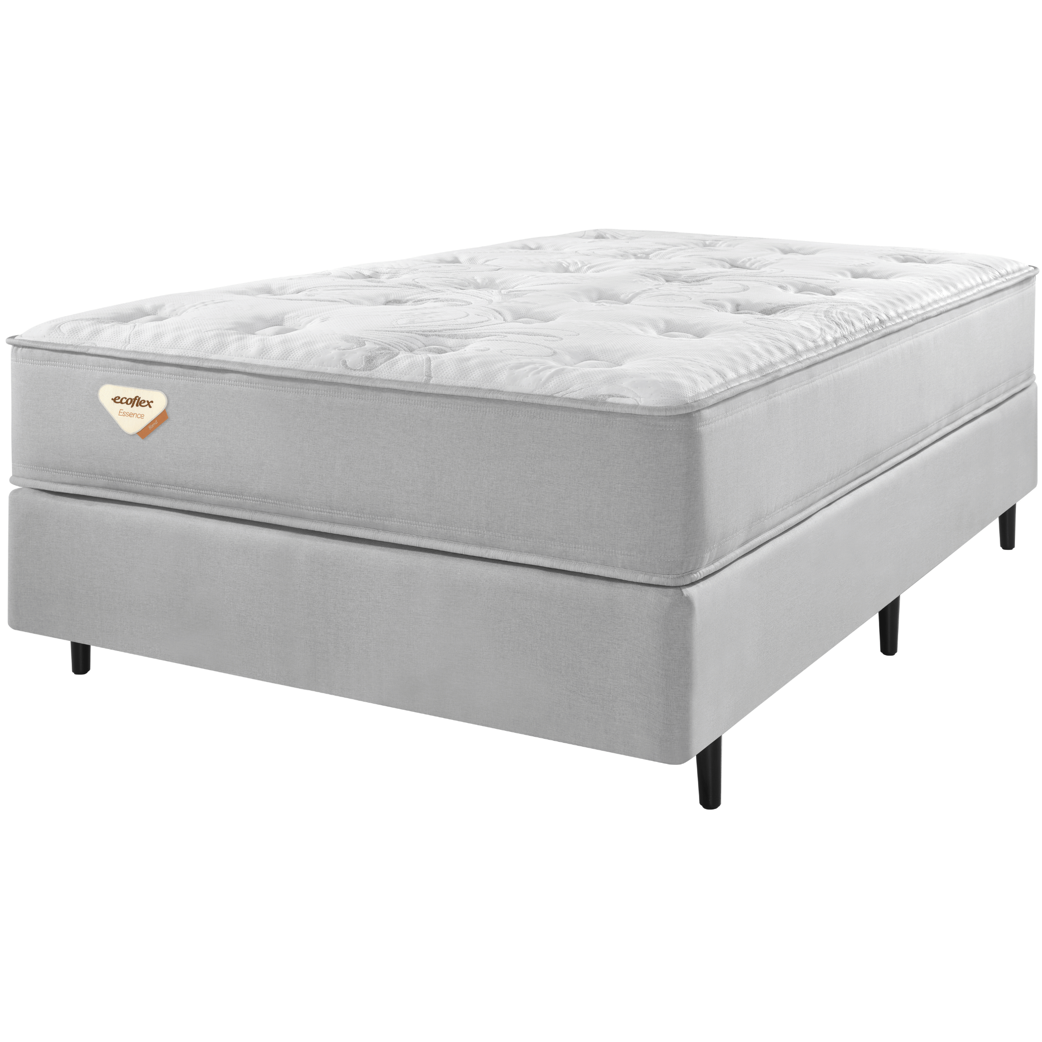 Conjunto Cama Box Blend Casal Ecoflex 128x188x56cm Molas Ensacadas Wide PZ3 Prata