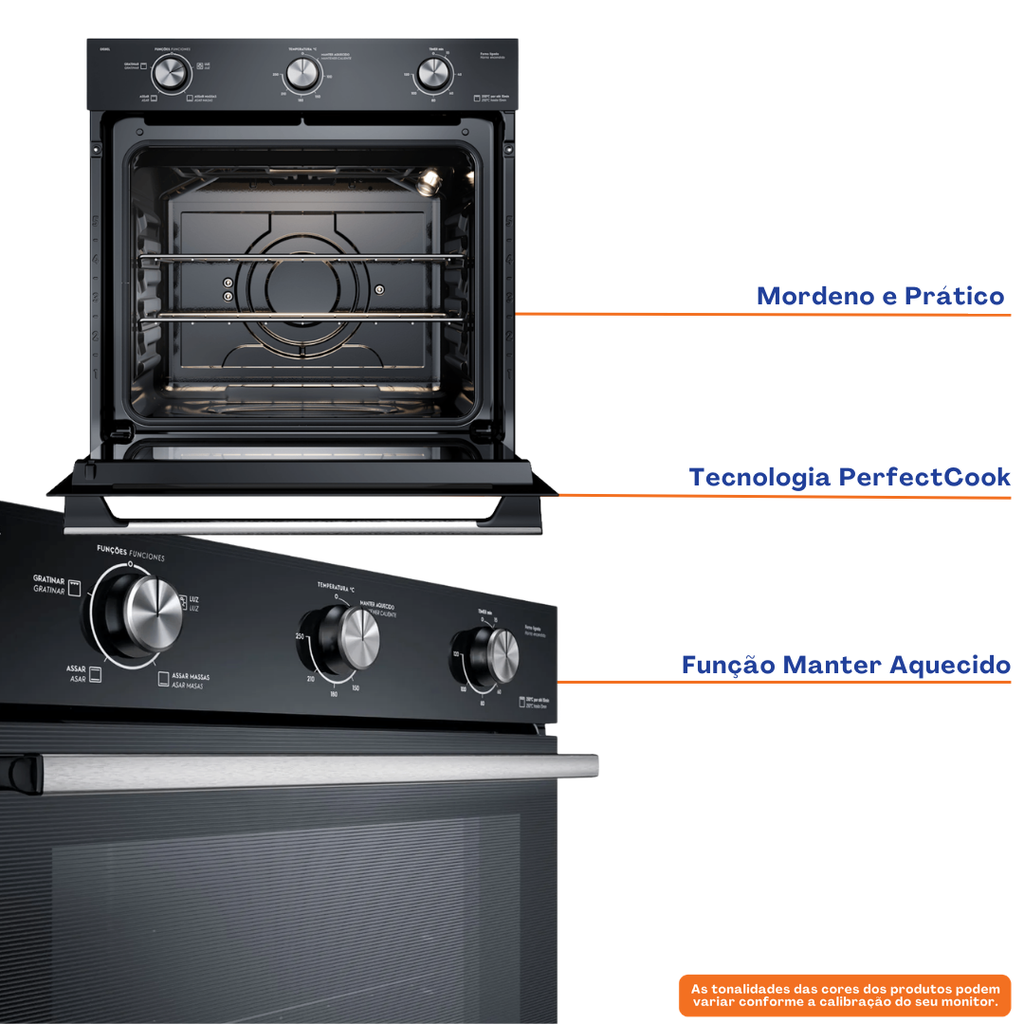 Forno de Embutir Elétrico Electrolux 80L OE8EL Efficient com PerfectCook Preto 220V