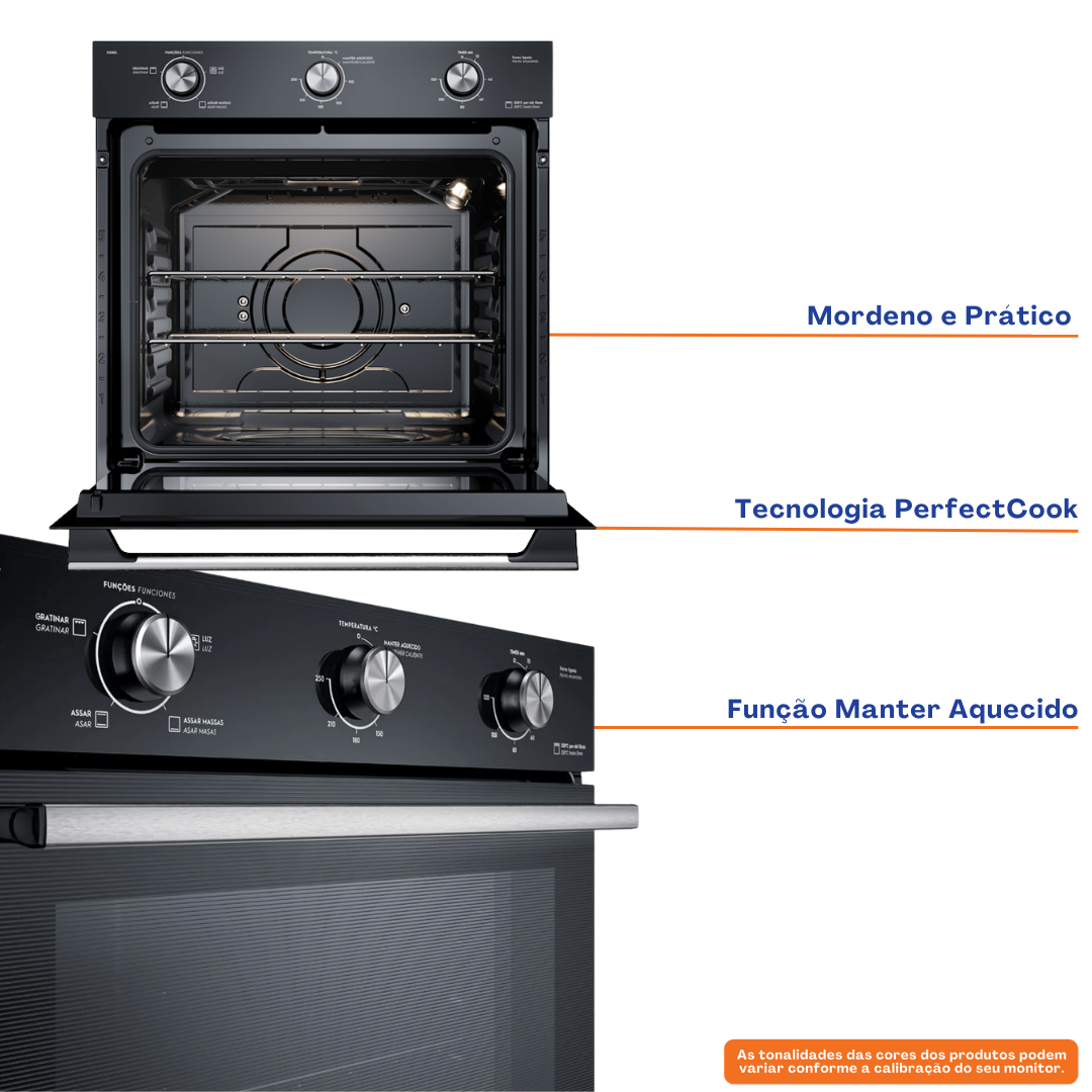 Forno de Embutir Elétrico Electrolux 80L OE8EL Efficient com PerfectCook Preto 220V