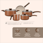 Jogo de Panelas Ceramic Life Brinox Antiaderente Primea Cappuccino