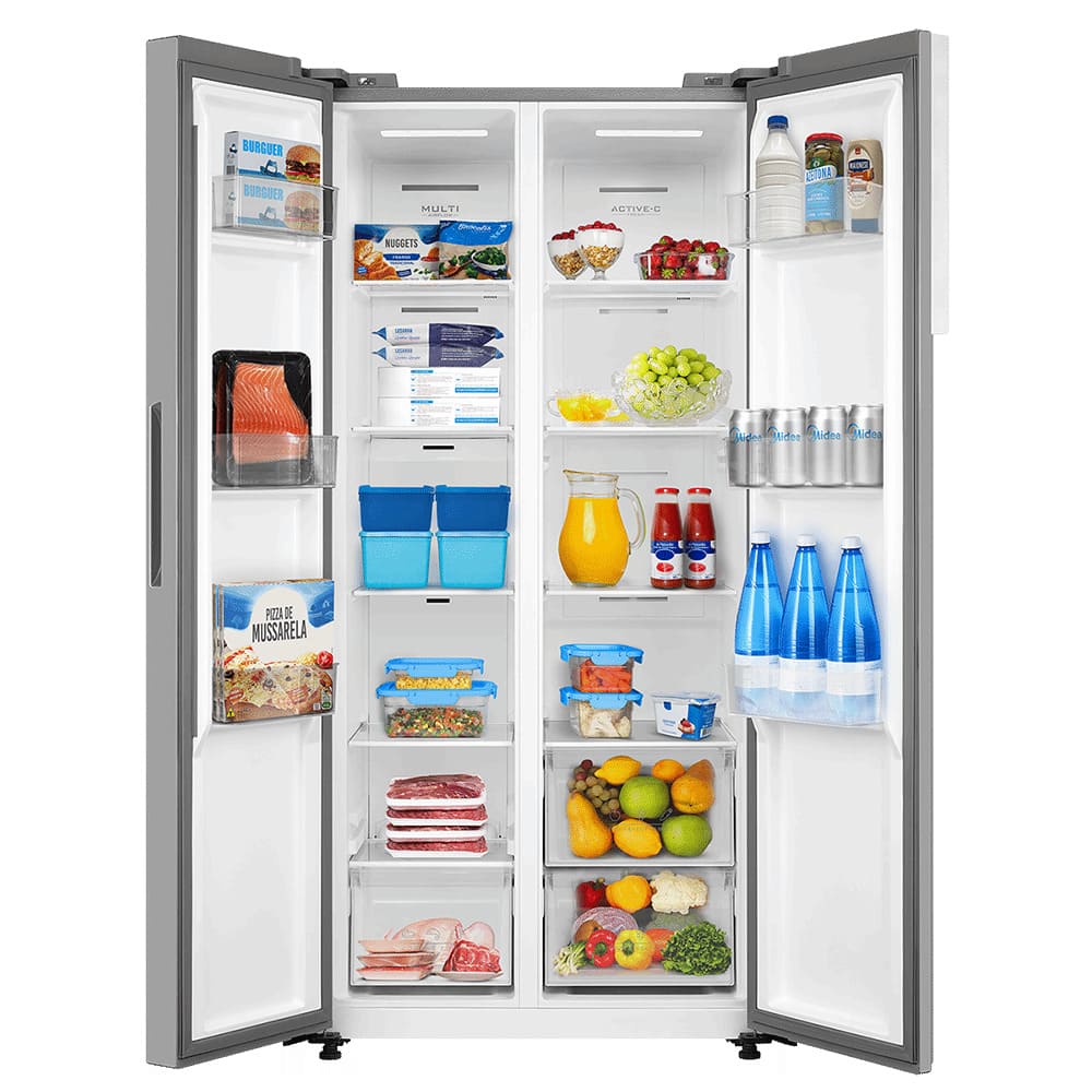 Refrigerador Midea 442L Side By Side Inverter Maxi Freezer Inox 220V