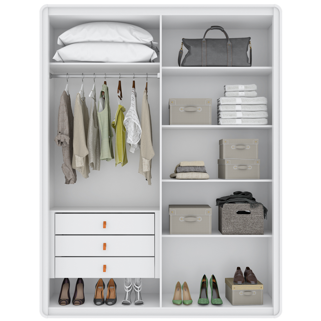 Roupeiro Loop Lopas 184cm 100% MDF 4 Portas Branco