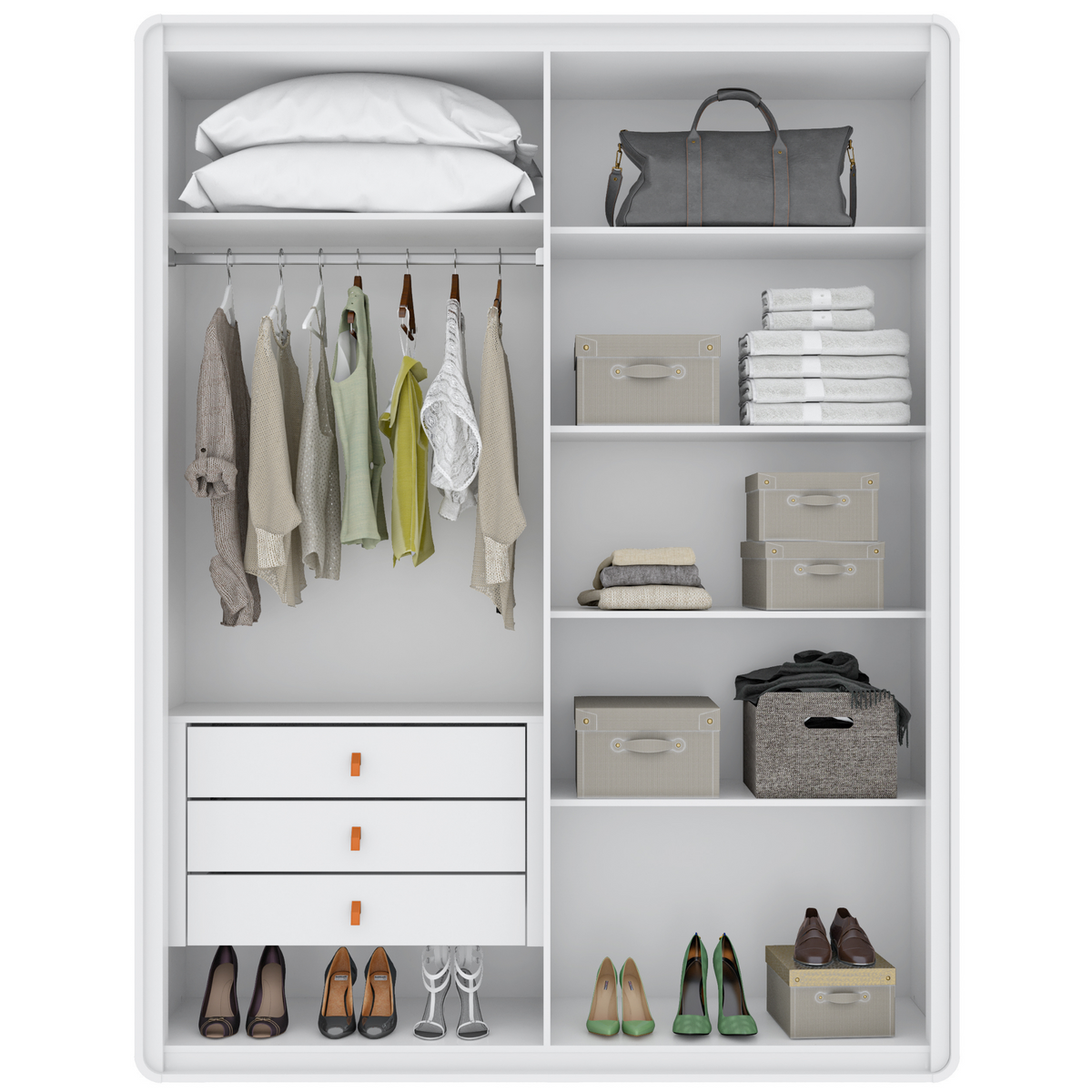 Roupeiro Loop Lopas 184cm 100% MDF 4 Portas Branco