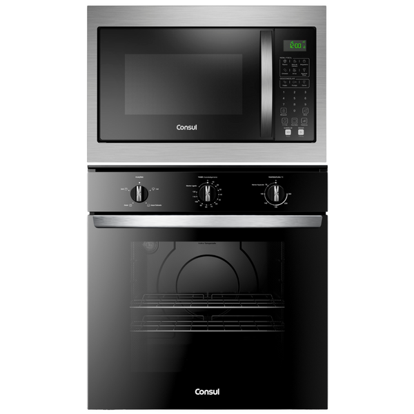 Kit Consul de Embutir Forno Elétrico 84L COB84BE+Micro-ondas 32L CM146AE Preto 220V