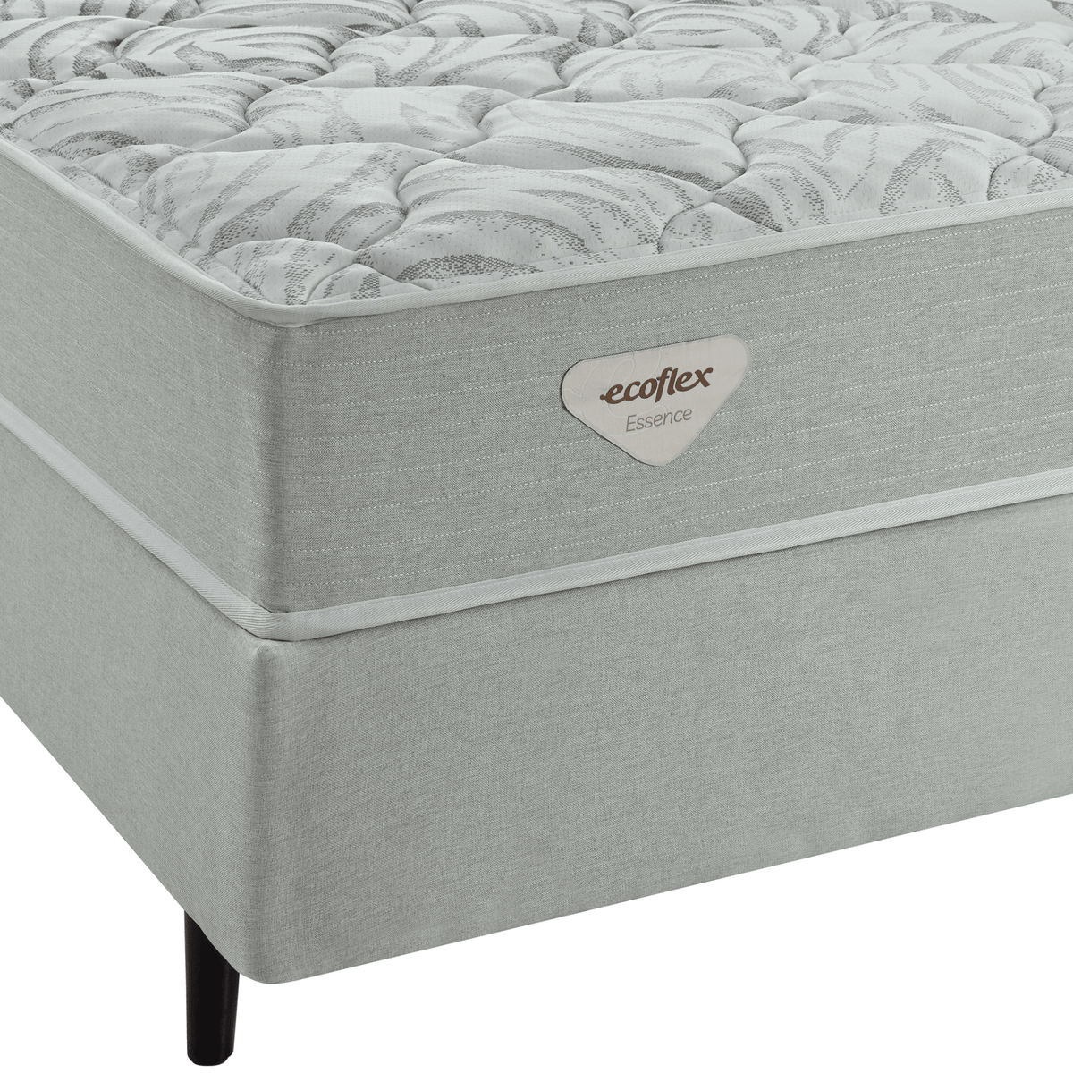 Conjunto Cama Box Luno Queen Ecoflex 158x198x61cm Molas Ensacadas PWS Prata