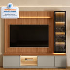 Rack com Painel Magnum Linea 200cm com Led Canela e Gris Fosco