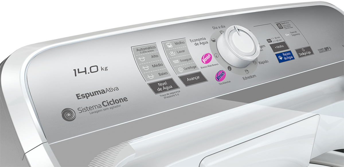 Lavadora de Roupas Panasonic 14Kg NA-F140B1WB Tecnologia Smartsense Cesto Inox Branco 220V