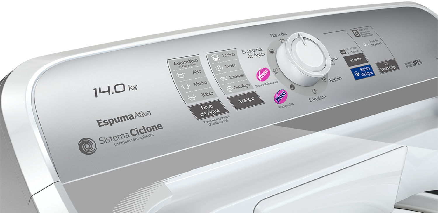 Lavadora de Roupas Panasonic 14Kg NA-F140B1WB Tecnologia Smartsense Cesto Inox Branco 220V