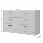 Cômoda Divino 140cm Mambel 100% MDF 6 Gavetas Branco