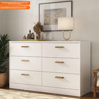 Cômoda Divino 140cm Mambel 100% MDF 6 Gavetas Branco