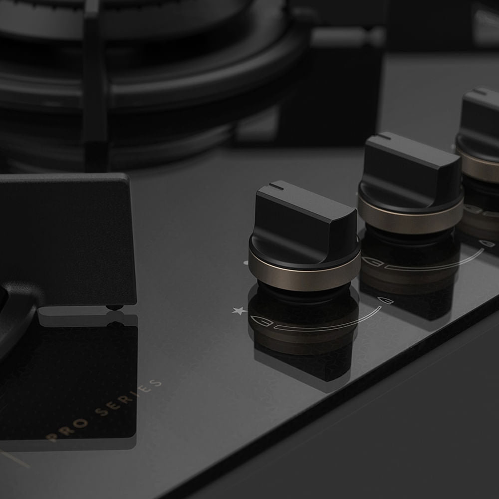 Cooktop à Gás Electrolux 5 Bocas GV75P Pro Séries Tripla Chama Vidro Preto Bivolt